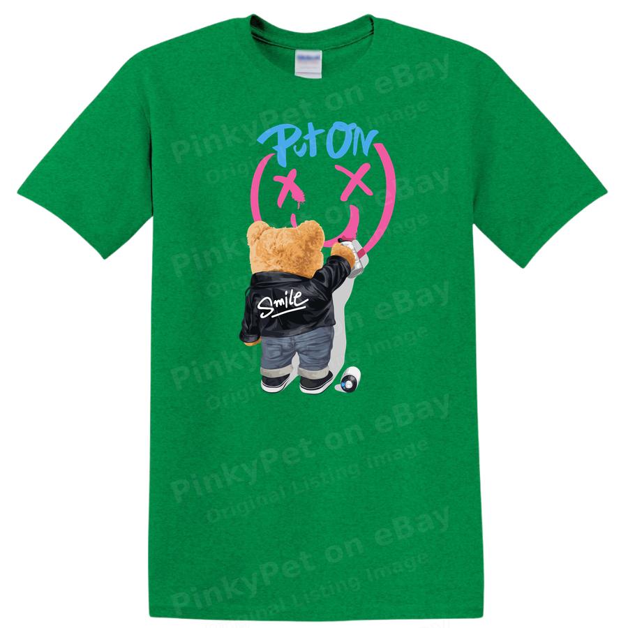 Cute Bear Graffiti T Shirt Graphic Art Smile Design Casual Streetwear Tee