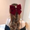 Большой красный бархатный бант заколка для волос для свадебного или вечернего наряда - Головной убор в стиле корейского инфлюенсера