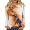 Women's Fashion Casual Long Sleeve Print Round Neck Pullover Top Blouse