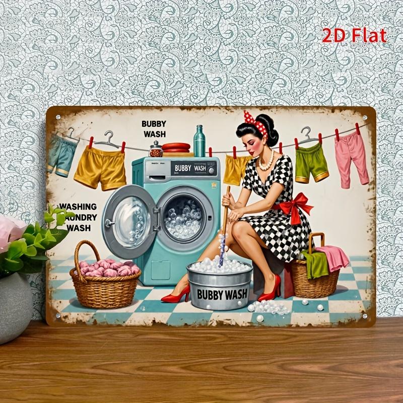 Vintage s Retro Laundry Room Metal Sign PinUp Girl Washing Machine Wall Art Decor for Home Bathroom Laundry Shed