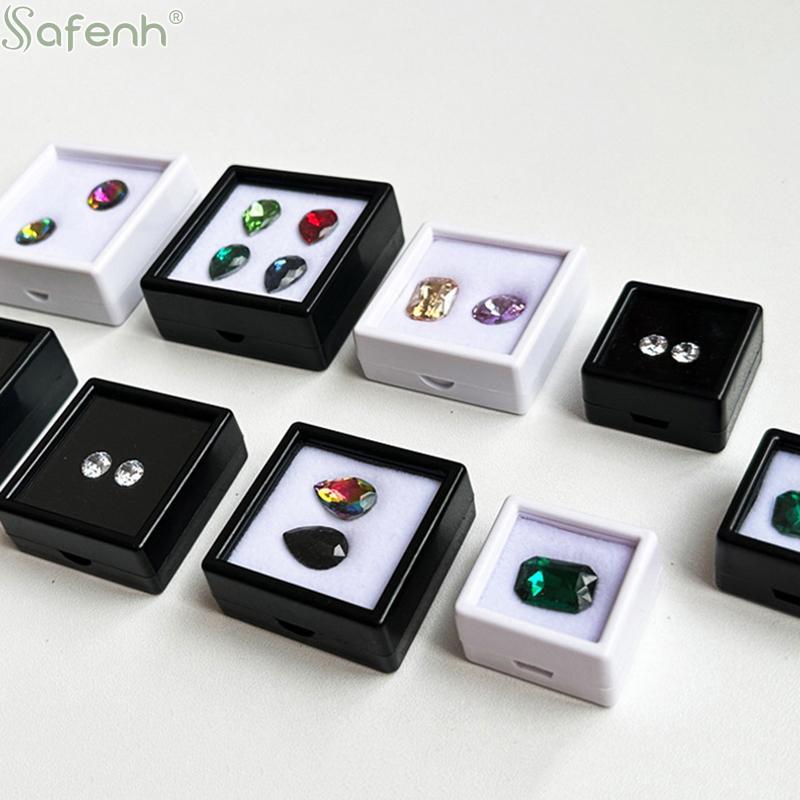 10Pcs Diamond Jewelry Organizer Gems Packaging Box DIY Disamond Ring Jewllery Case 2CM Gemstone Zirconia Gift Display Box
