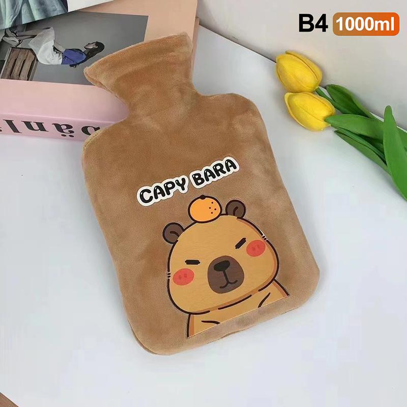 300/500/1000 мл Милая мультяшная капибара Бутылка для горячей воды Наполнение водой Маленькая портативная Студенческая грелка для рук Милый мягкий теплый мешок для воды
