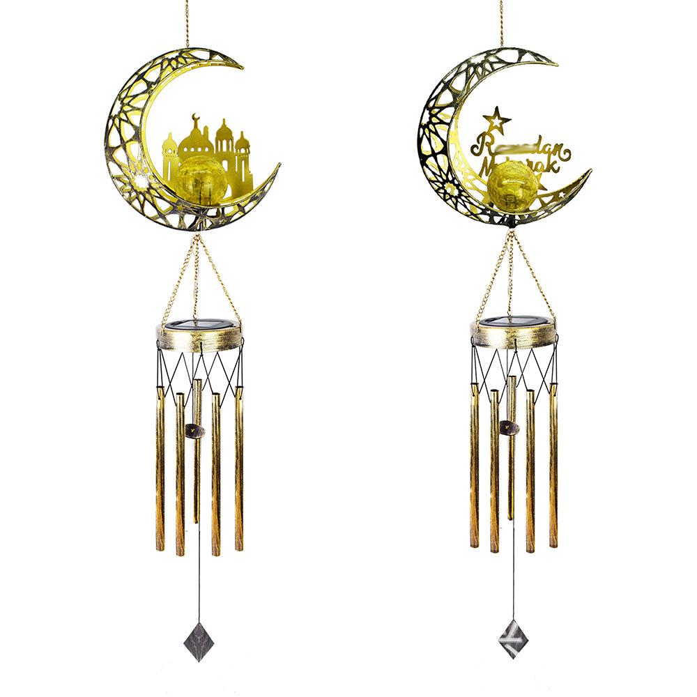 Solar moon wind chime lamp european iron cut outpendant atmosphere lamp outdoor waterproof garden decoration garden lamp