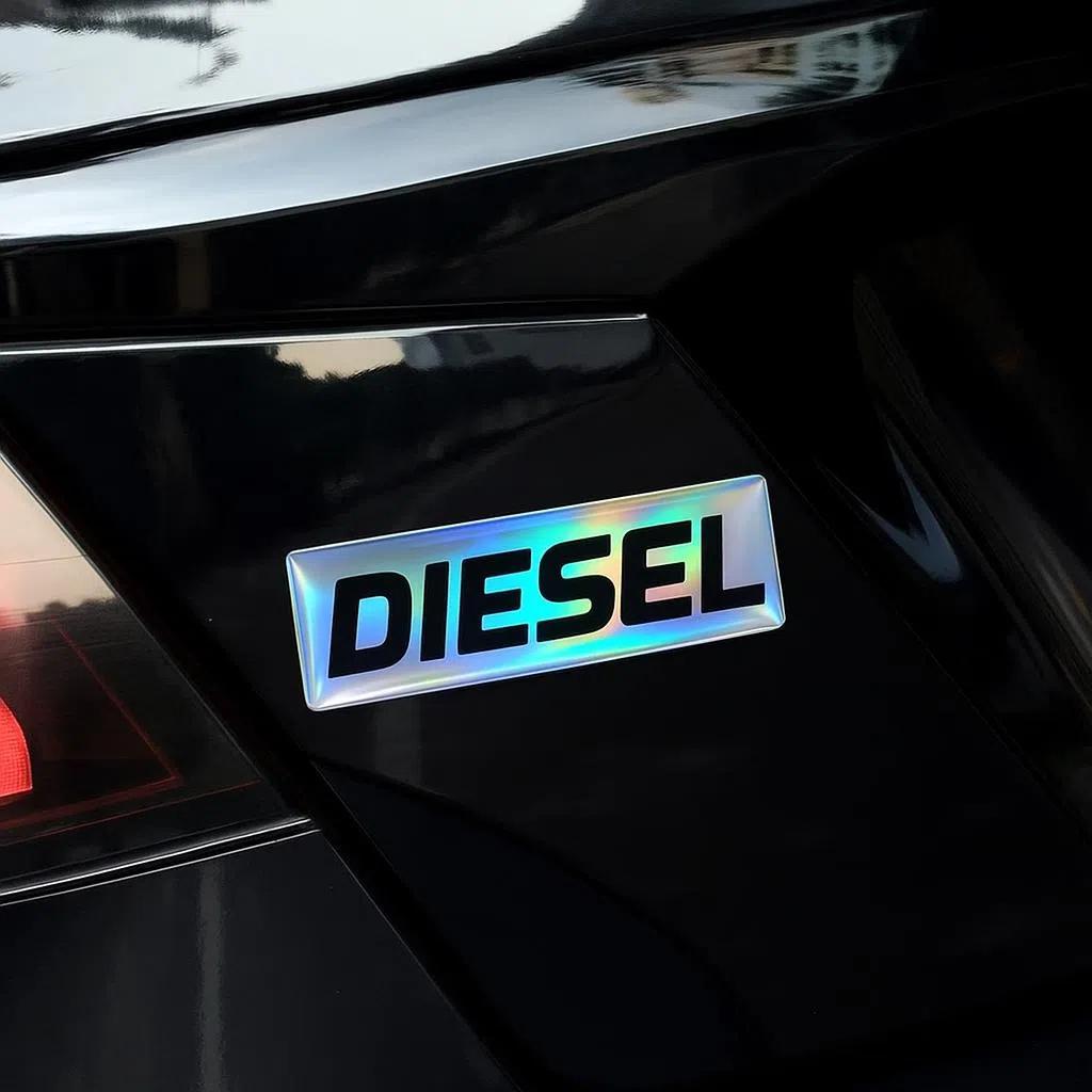 2 Diesel Badges | Self-Adhesive Decorative Stickers, Multiple Colors Available, Multi-Angle Color Changing, ABS Resin Material, High Adhesion,