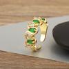 Nidin Hot Sale Personality Design Inlaid Colorful Zircon Open Rings Adjustable For Women Irregular Punk Style Finger Jewelry