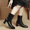 White French small short boots women's spring and autumn single boots 2025 autumn and winter new women's thin boots thick heel square head high heel b