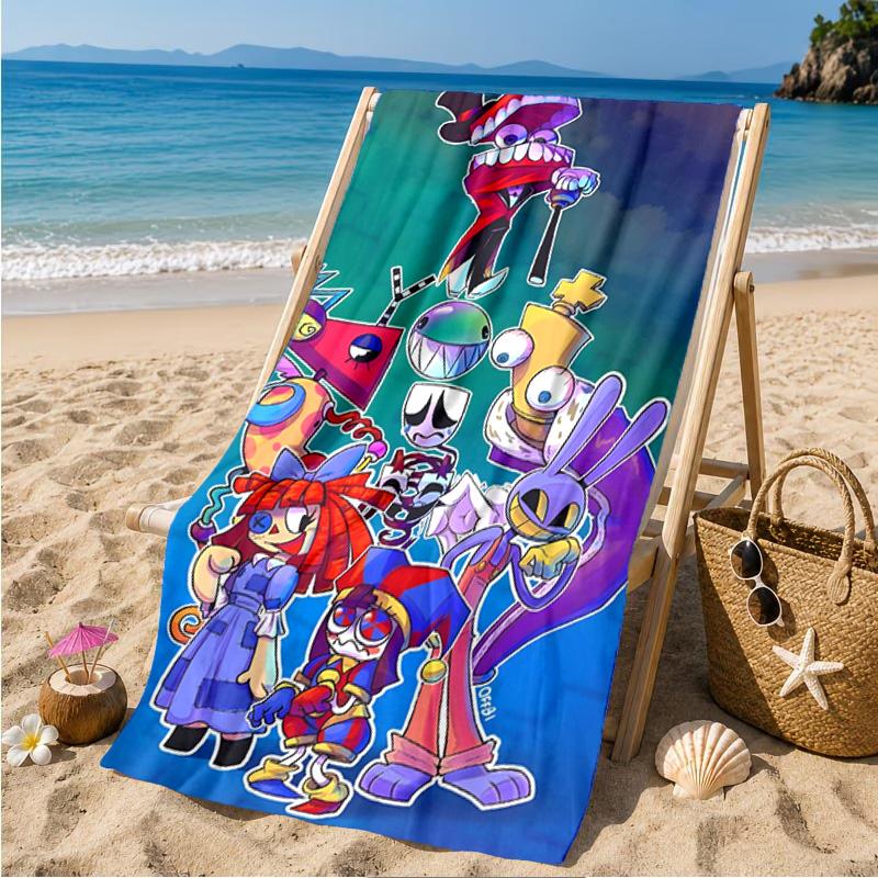 Colorful Digital Circus Beach Towel Microfiber Beach Towel, Lightweight and Quick-Dry, for Summer Travel, Swimming Pool Fan Birthday Gift