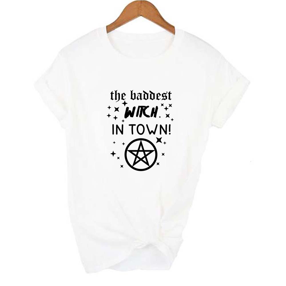 Baddest Witch In Town Women Halloween T Shirt Harajuku Gothic Short Sleeve T Shirts Graphic 90S