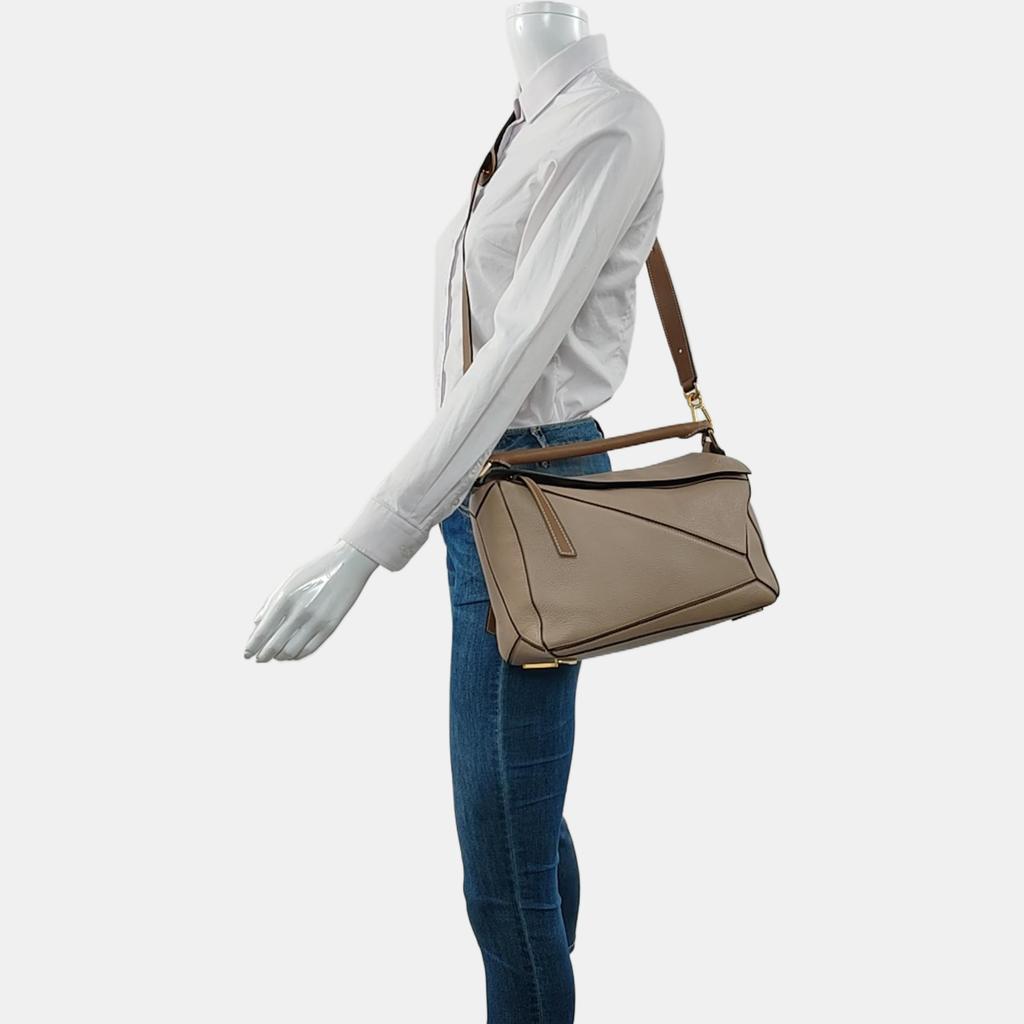 [Pre-Owned] Puzzle Medium Brown Leather Geometric Shoulder Bag With Gold Hardware And Detachable Strap - Good #1GUI4UV