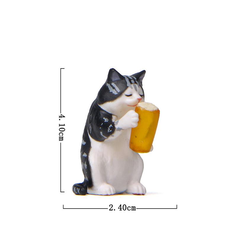 Cute Mini Cat Ornament Garden Kitten Statue Gift Room Decor Kawaii Fridge Magnets Miniature Beer Cat Magnetic Home Decoration
