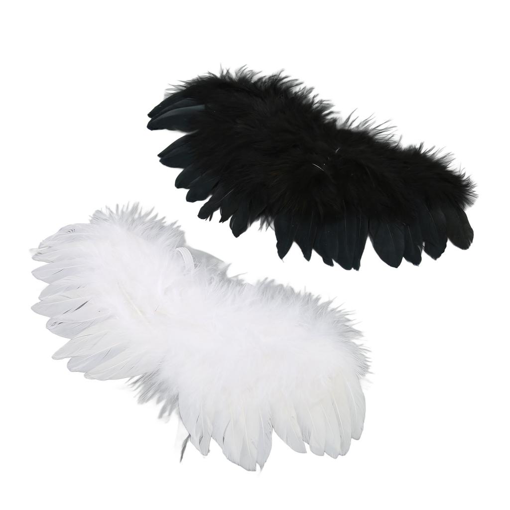 2Pcs Ball Joint Doll Feather Wings Black and White Soft Comfortable for 1 3 1 4 1 6 Dolls