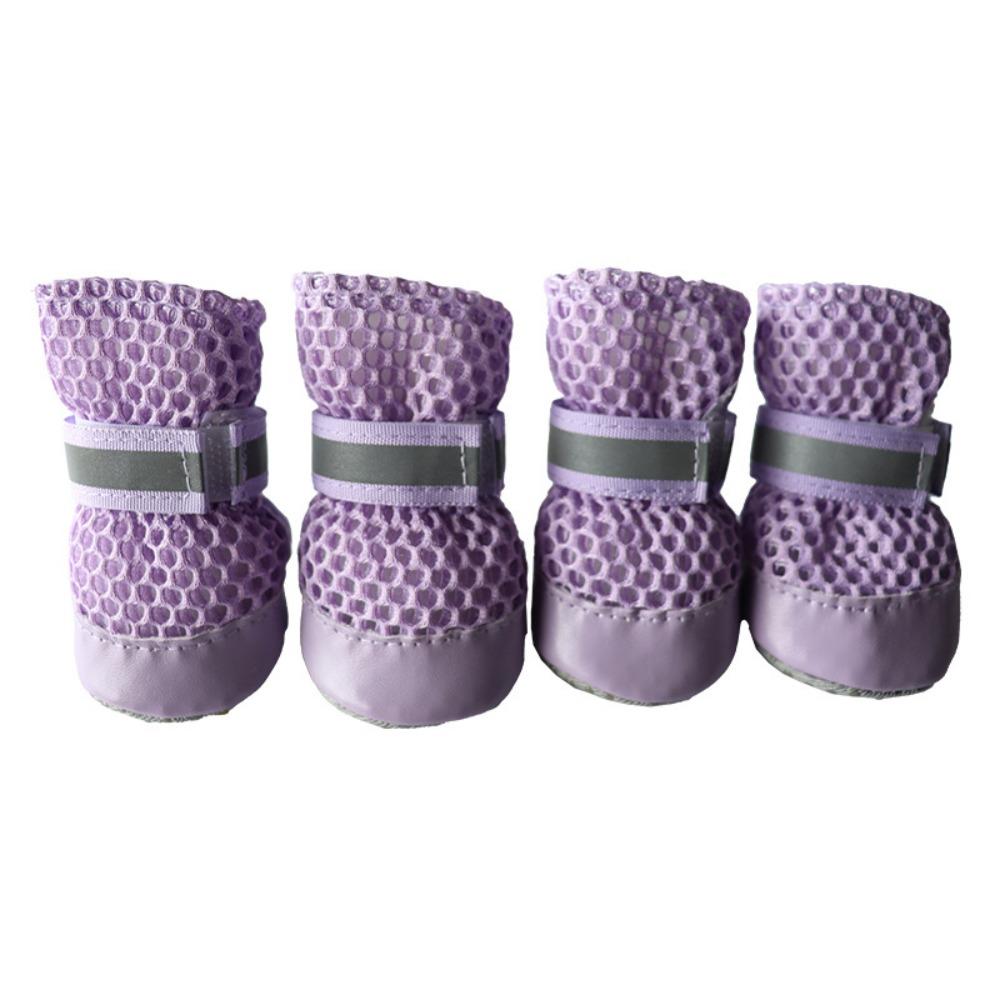 4pcs/set New Breathable Pet Dog Shoes Non-Slip Adjustable Puppy Shoes Lightweight Soft Sole Dog Boots Daily Walking