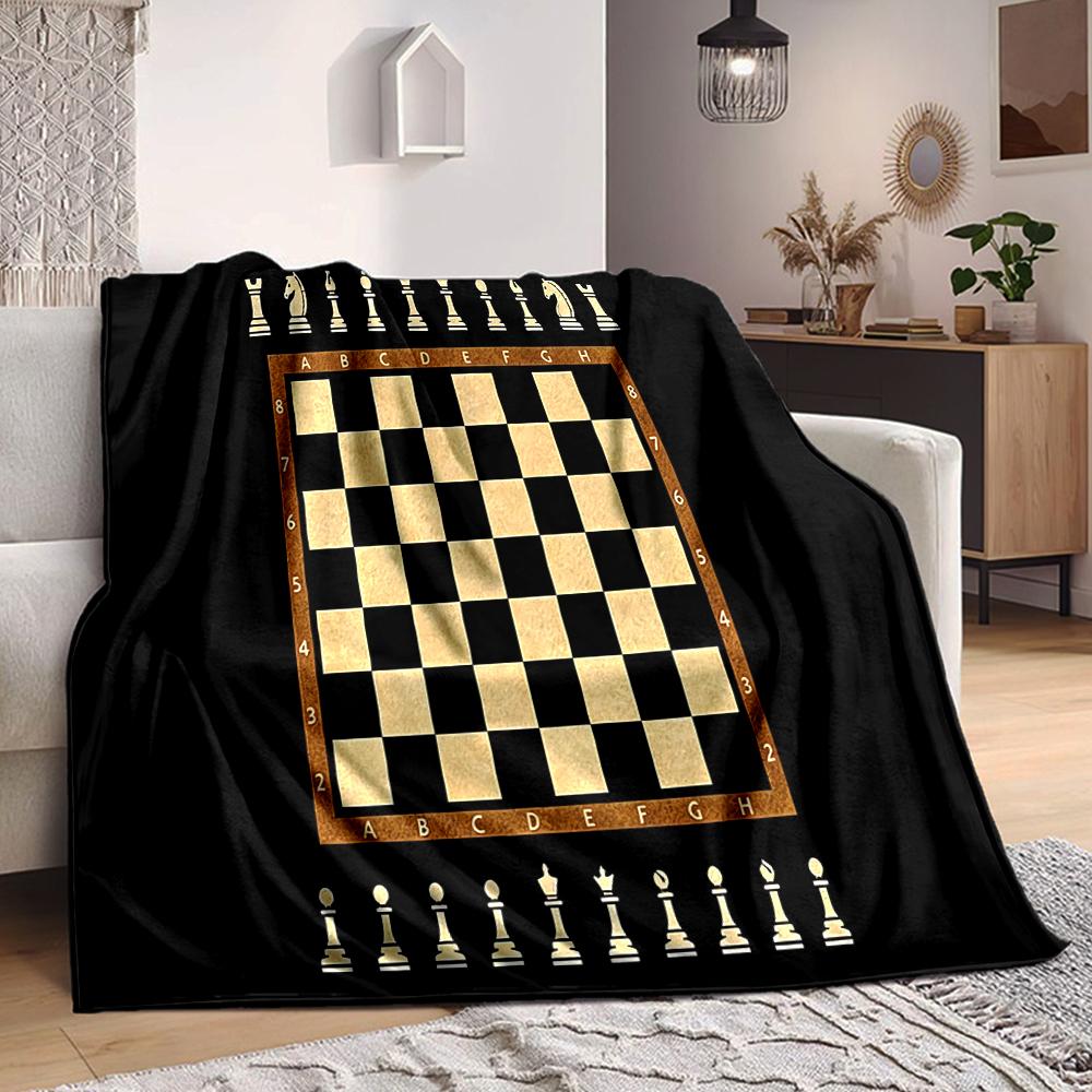1Pc Chess Strategy Game Blanket Soft And Comfortable Casual Warm Camping Travel Christmas Halloween Xmas Gift M928102
