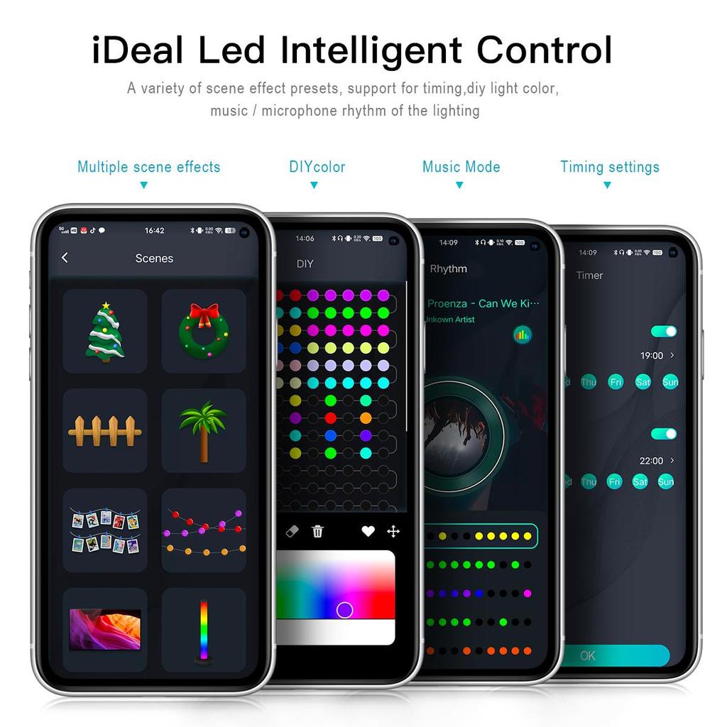 5V USB RGBIC RGB Neon LED Strip Christmas Light 5/10/20M Bluetooth Remote Smart Switch Control Fairy LED String Decoration Light