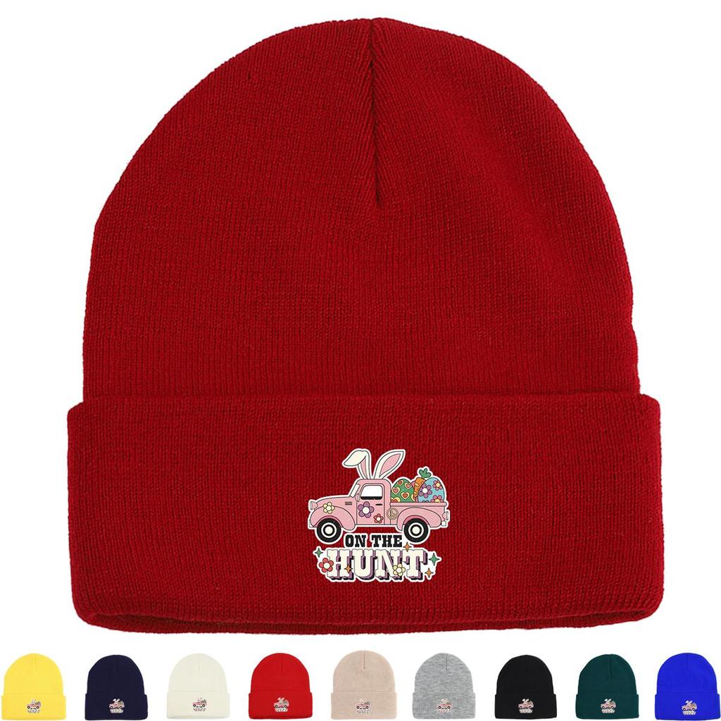 Easter Egg Pickup Truck Winter Knit Cap Beanie, Man Cap Stretchable Soft Hip Hop Bonnet Knitted Hat Beanie