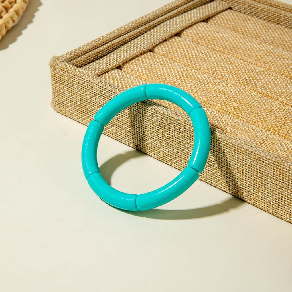 Cross Border Fashion and Cute Dopamine Style Round Tube Acrylic Bracelet for Women Jewelry Seaside Tourism Macaron Color Bracelet Matching
