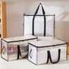 Large Quilt Storage Bag Clear Storage Bin with Lid Reinforced Handles Waterproof Foldable Moving Storage Bags Totes for Clothes Packing Bedding