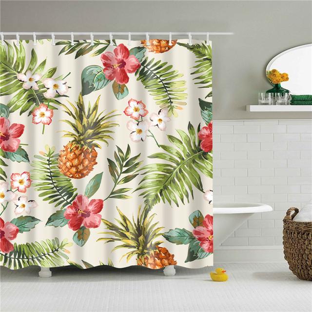 Chinese Style Flower Branch Landscape Shower Curtain 3D Printing Sunflower Bathroom Accessories Sets Waterproof Polyester Screen