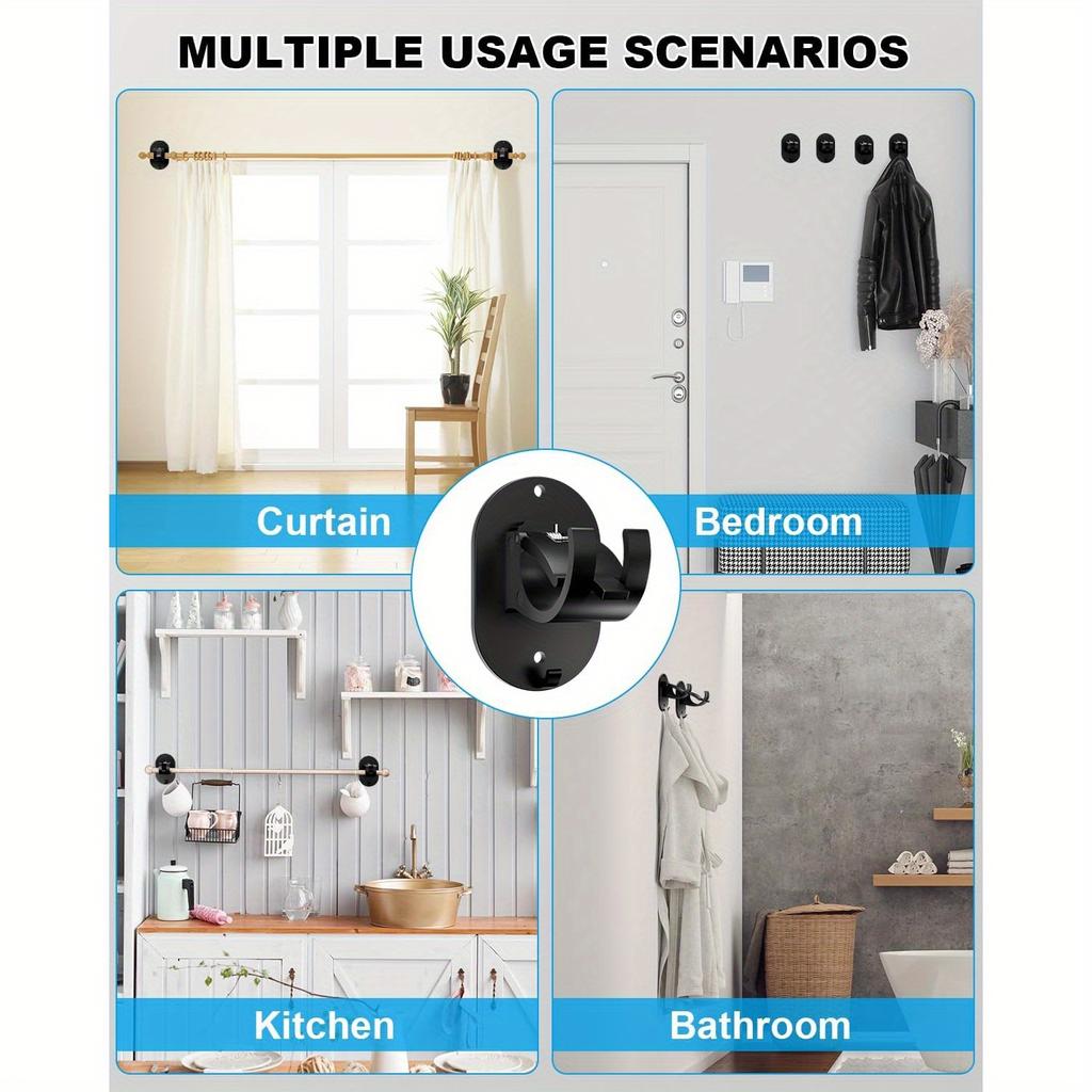 2 шт. Кронштейны для карниза без сверления, Модернизированный самоклеящийся держатель для карниза без сверления, Универсальные регулируемые крючки для карнизов без гвоздей