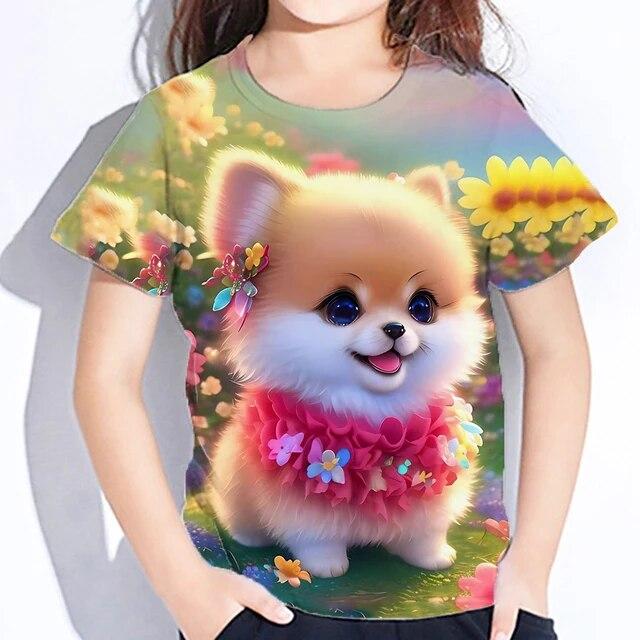 Cute Furry T-shirts Girl 3d Print Animals Kids Tops Autumn Korean Children's Clothing Child Tee Shirt Fashion 23 Style