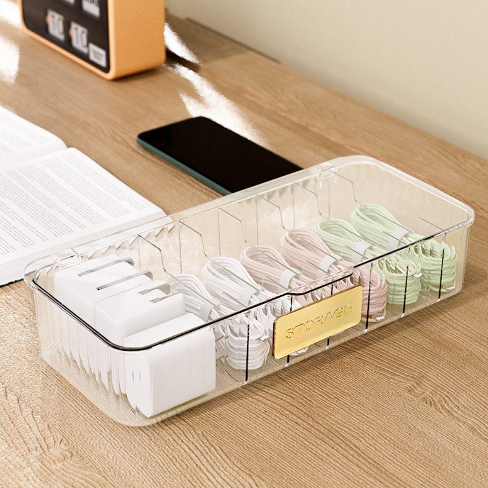 Plastic Cable Storage Box with Lid Charger Organizer New Data Line Box Desktop Management
