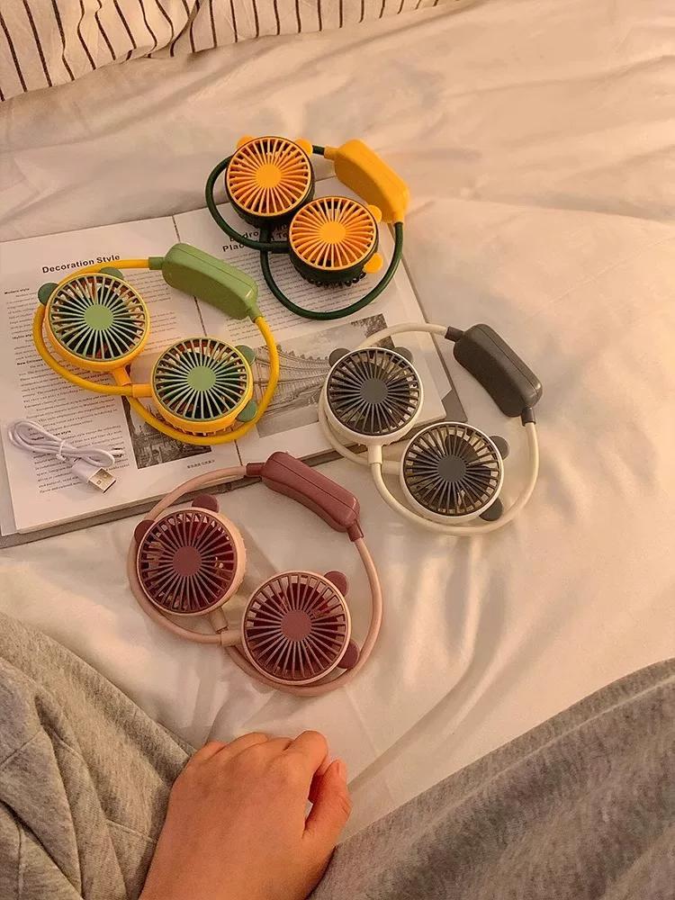 Halterneck Fan Ultra-Long Life Battery Seaside Outdoor Travel Mini Portable Head Wear Bean Bag Small Electric Fan Cooling Artifact