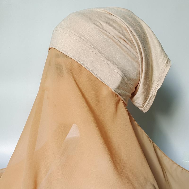 Women Muslim Chiffon Hijab With Cap Bonnet Instant Chiffon Hijabs Shawl Head Scarf Underscarf Caps Cover Headwrap