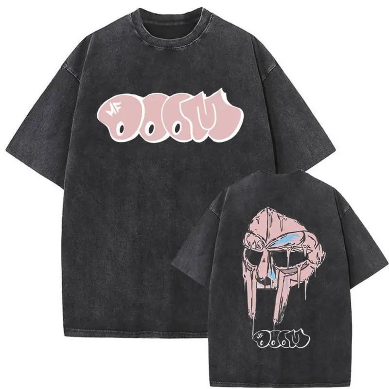Rapper Mf Doom Madvillain Metal Mask Face Washed Vintage T-shirt Men Women Overs