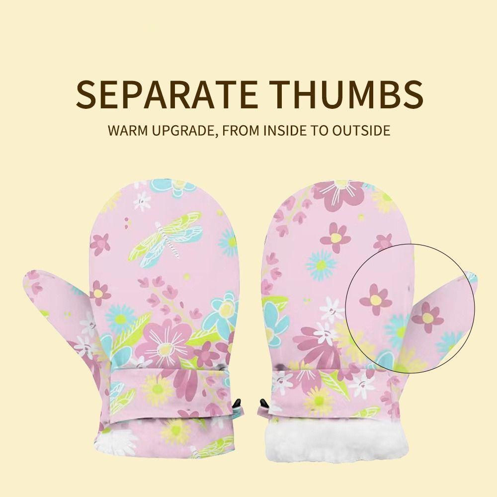 Waterproof Kids Mittens Fleece Lined Ski Mittens Thick Thermal Toddler Mittens