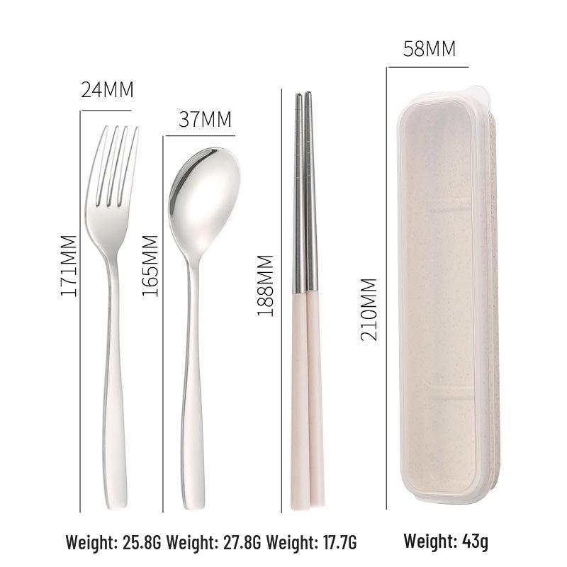 Stainless Steel Travel Cutlery Set: Fork, Spoon, Chopsticks with Portable Storage Box