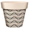 [A2058] - 'Boho' Black Beige Bamboo Planter - 14x12 Cm