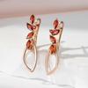 Длинные серьги Kinel с красным цирконием для женщин, повседневные модные украшения, висячие серьги цвета розового золота