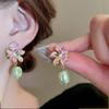 Diamond Drop Oil Flower Pearl Earrings Simple Versatile Stud Earrings Fashion Temperament Earrings