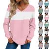 Women's Fashion Casual Long Sleeve Printed V- Neck Sweater Top