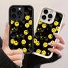 JT88 черный смайлик желтый для iPhone 17 16 15 14 Pro Max Samsung S26 S25 Ultra A17 A16 A07 A56 Xiaomi 15T 13T Redmi 14C 15c Мягкий чехол из ТПУ