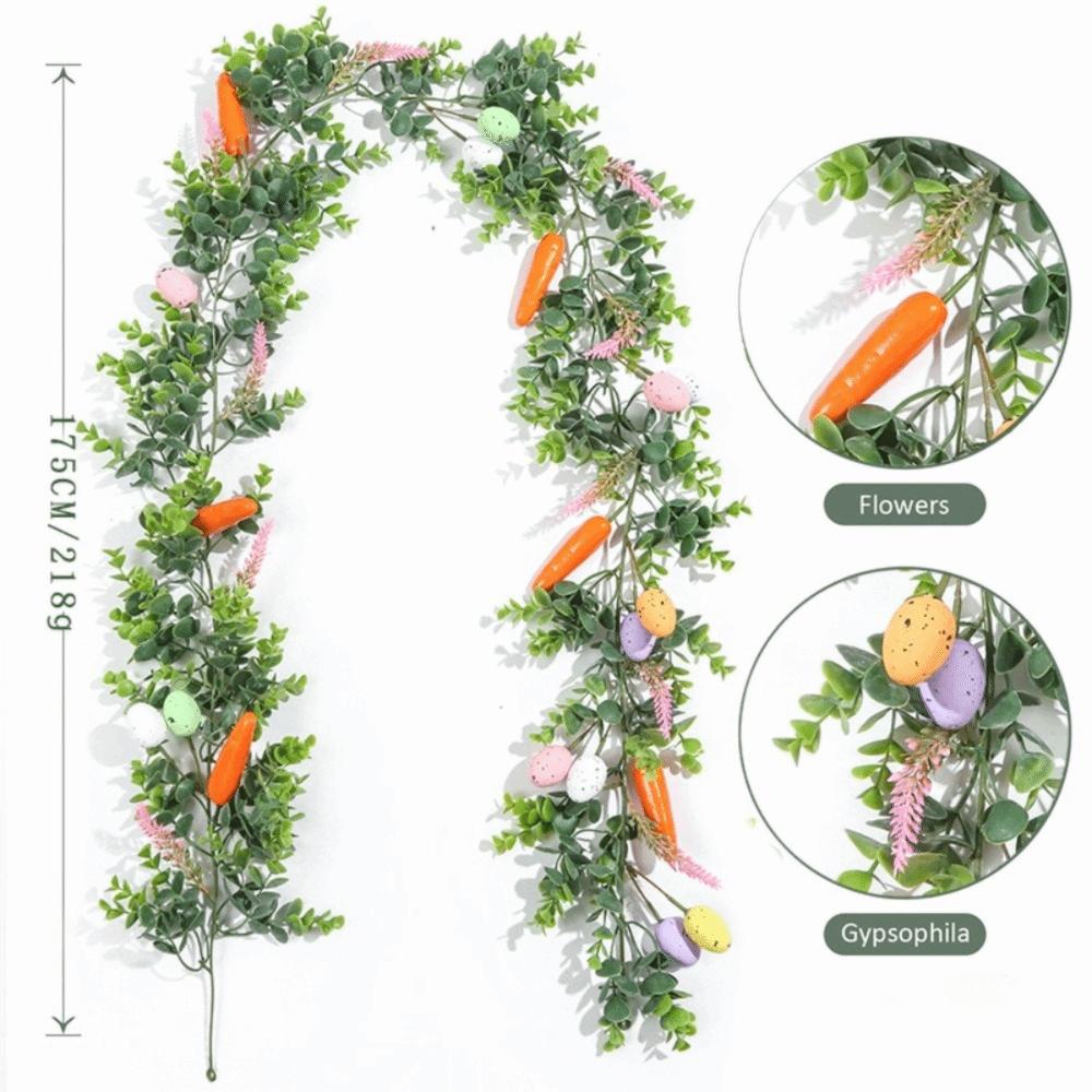 Artificial Easter Egg Garland with Egg Carrot Wreath Creative Spring Vine Flower  Easter Decoration