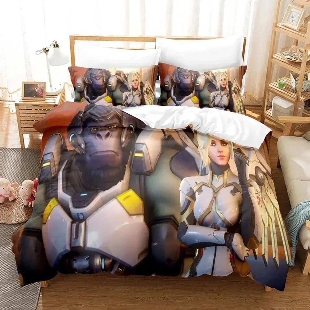 Игровой постельный комплект Overwatch 2 Invasion для 3D-печати Односпальный Двуспальный Полный Queen King Размер Комплект постельного белья для спальни взрослого ребенка Комплекты с пододеяльником