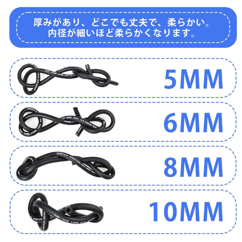 Shineyoo Топливный шланг, Бензиновый шланг, Внутренний диаметр 0,2 дюйма (5 мм), Толщина стенки 0.14