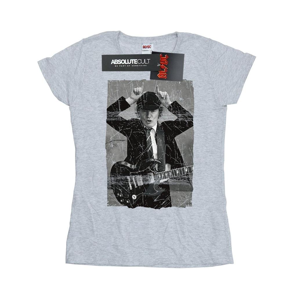 AC/DC Womens/Ladies Angus Young Distressed Photo Cotton T-Shirt