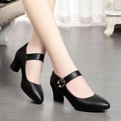 Острый квадратный каблук Однотонные Удобные женские сандалии Резина Большой размер Пряжка Кристалл Высокие каблуки Банкет Летняя мода