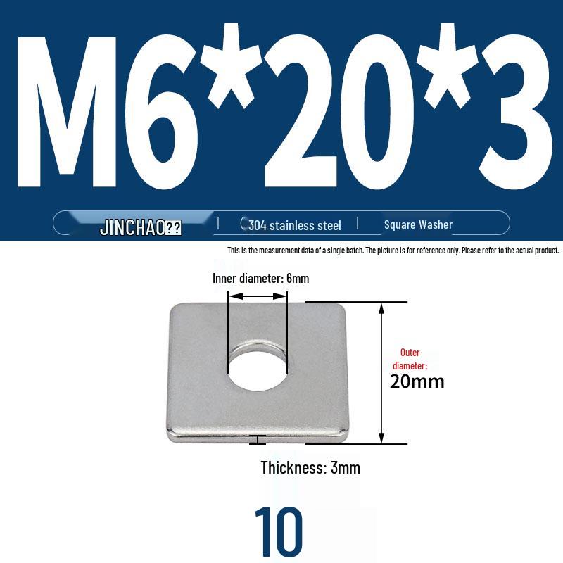 304 Stainless Steel Thickened Square Flat Washer for Curtain Wall (M4-M16)