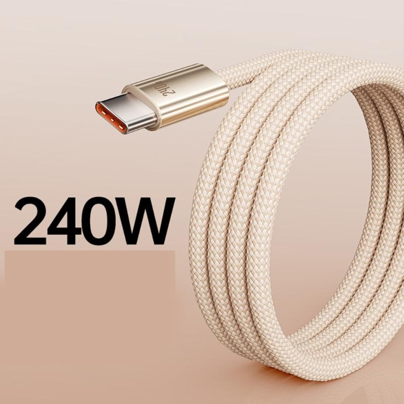 Усиленный нейлоновый кабель USB C для быстрой зарядки 240 Вт Power Delivery, с разъемами Type-C с обоих концов для быстрой синхронизации данных