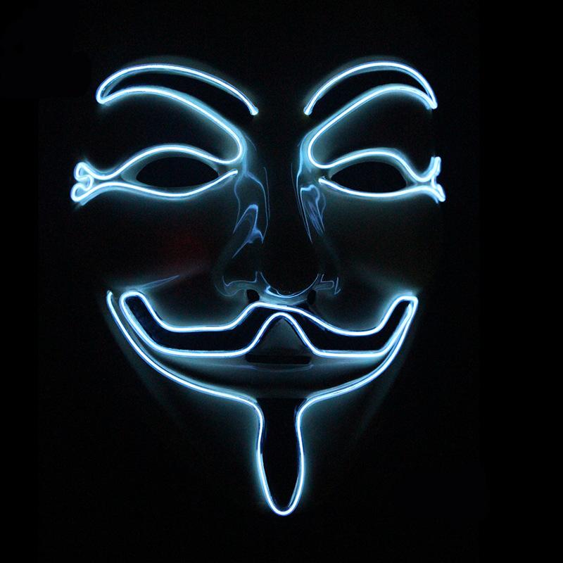 Led Party Masks V for Vendetta Anonymous Guy Fawkes Fancy Adult Costume Accessory Party Cosplay Masquerade Dress up Mask