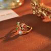 Ретро Эмалевое Кольцо с Открытым Цветком - Винтажный Стиль с Дизайном Капли