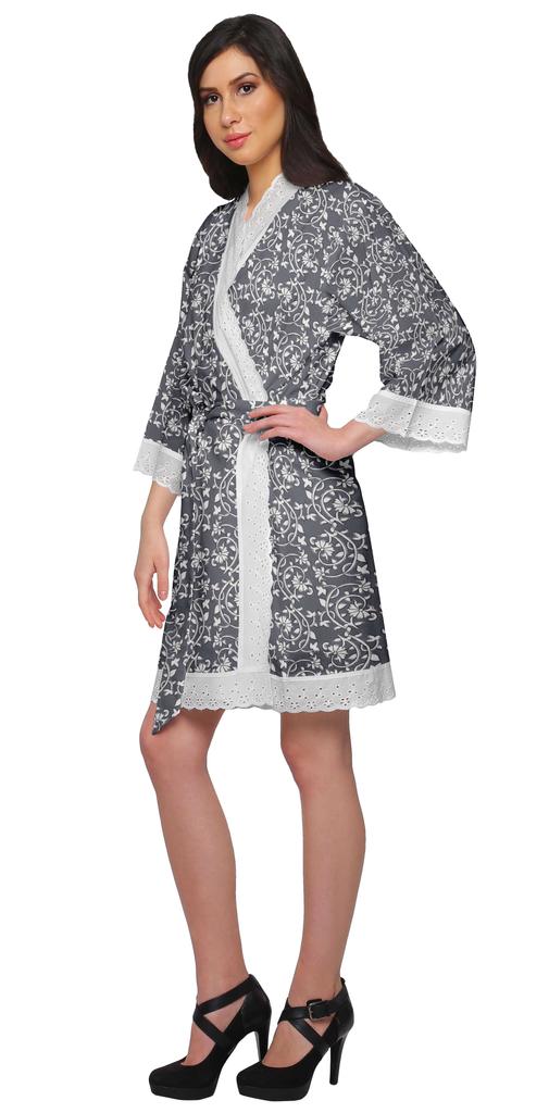 Moomaya Хлопковый набивной халат для женщин Кимоно Готовимся к подружке невестыКружева