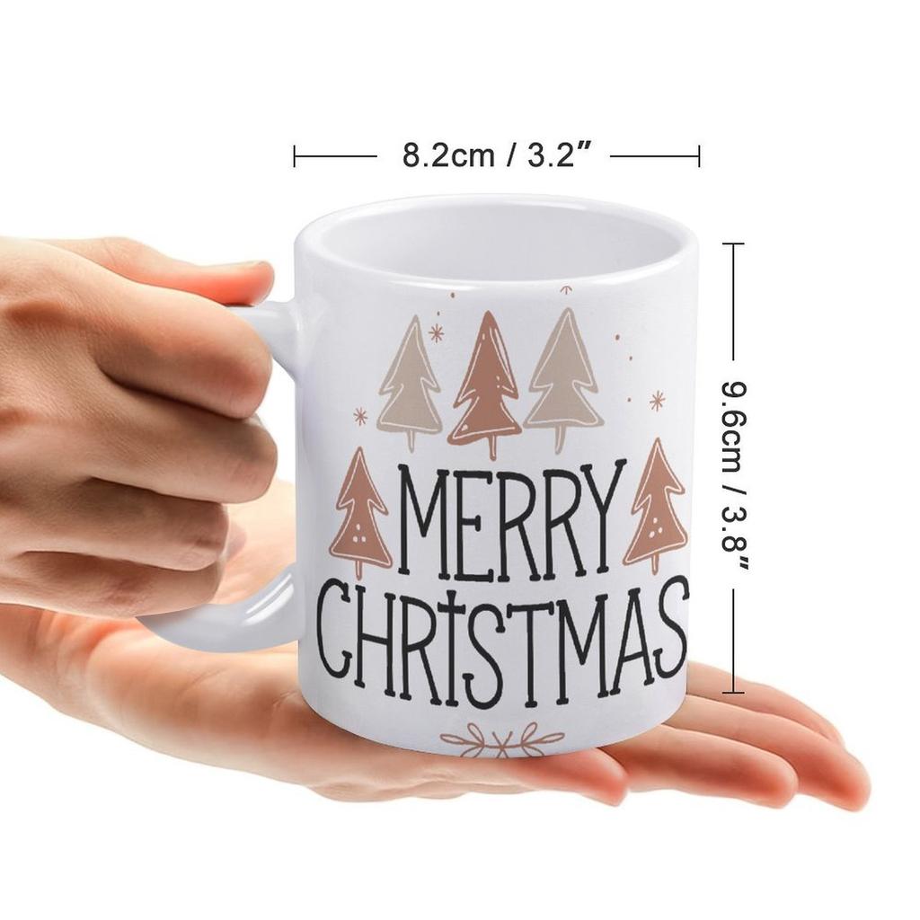 11oz White Ceramic Mug with Smooth Handle and Dual-Side Print, Perfect for Coffee Lovers Enjoying Warm Drinks In Home or Workplace