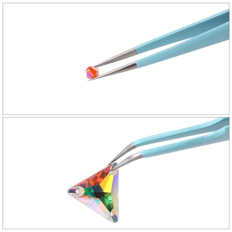 2 шт. прямой пинцет в форме локтя Macaron, ювелирные аксессуары, прецизионные косметические пинцеты из нержавеющей стали