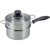 Wahei Freiz NR-7732 Stainless Steel Saucepan with Two-Tier Steamer, 18cm, Induction Compatible