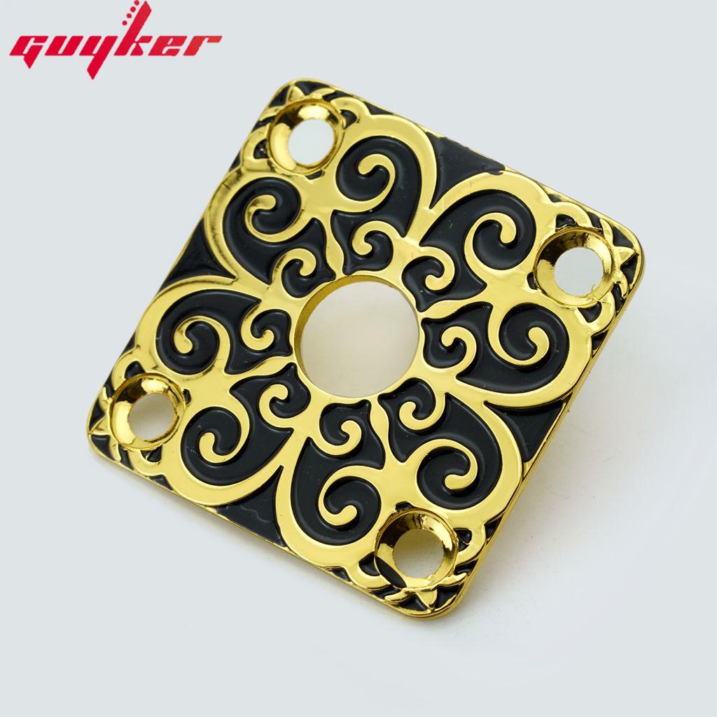 1 Piece Square Curved Stainless Steel Jack Plate Surface Pattern For Electric Guitar Bass