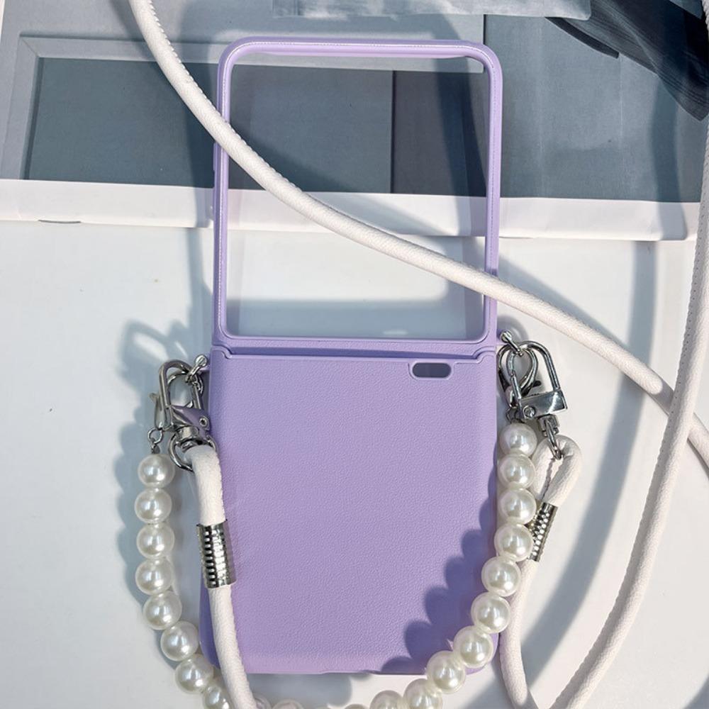 Чехол для телефона через плечо с ремешком на запястье из жемчужной цепочки и веревкой из искусственной кожи, защита шарниров, ультратонкий противоударный защитный чехол